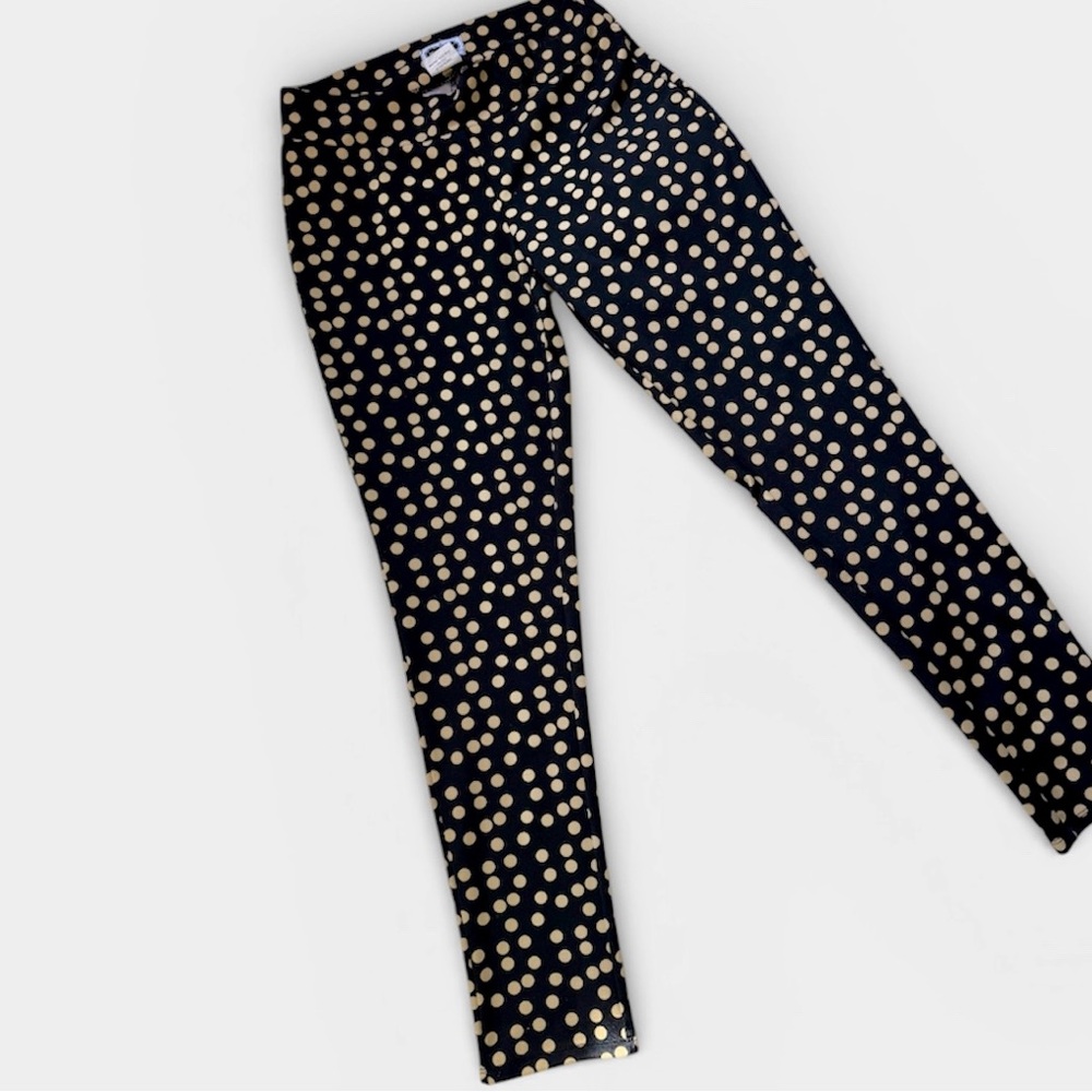 Mud Pie Black Pants with Gold Polka Dots